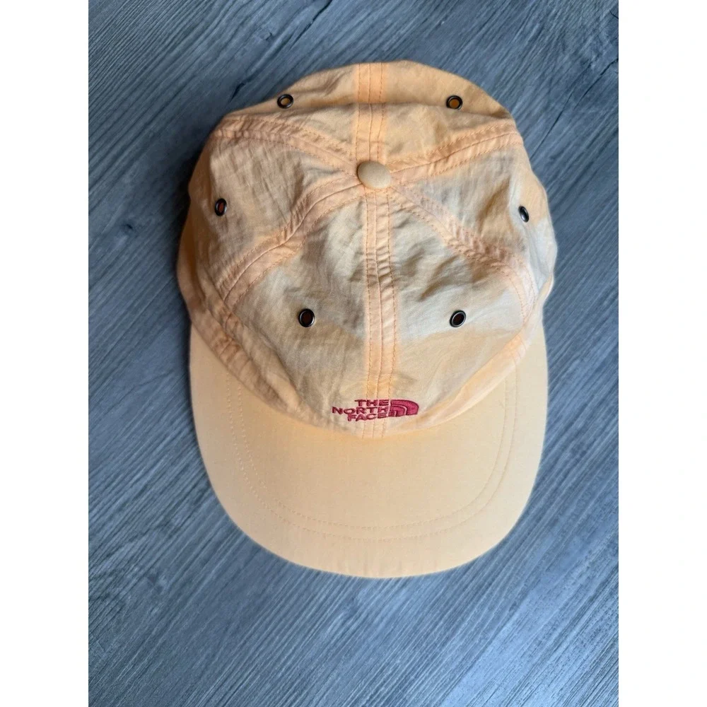 Vintage 90's THE NORTH FACE  Hat Cap Light Orange 100 % SUPPLEX Nylon Rare